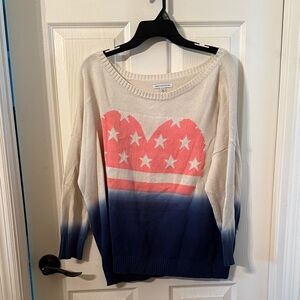 American Eagle Outfitters Heart and Stars Sweater - Pink and Blue